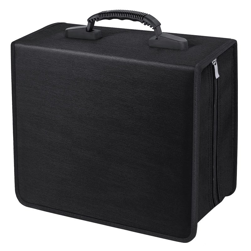 Siveit CD/DVD Binder, CD DVD Case Holder Binder 400 Capacity CD/DVD Wallet Storage Booklet Album Box (White binder, Black) - Image 1